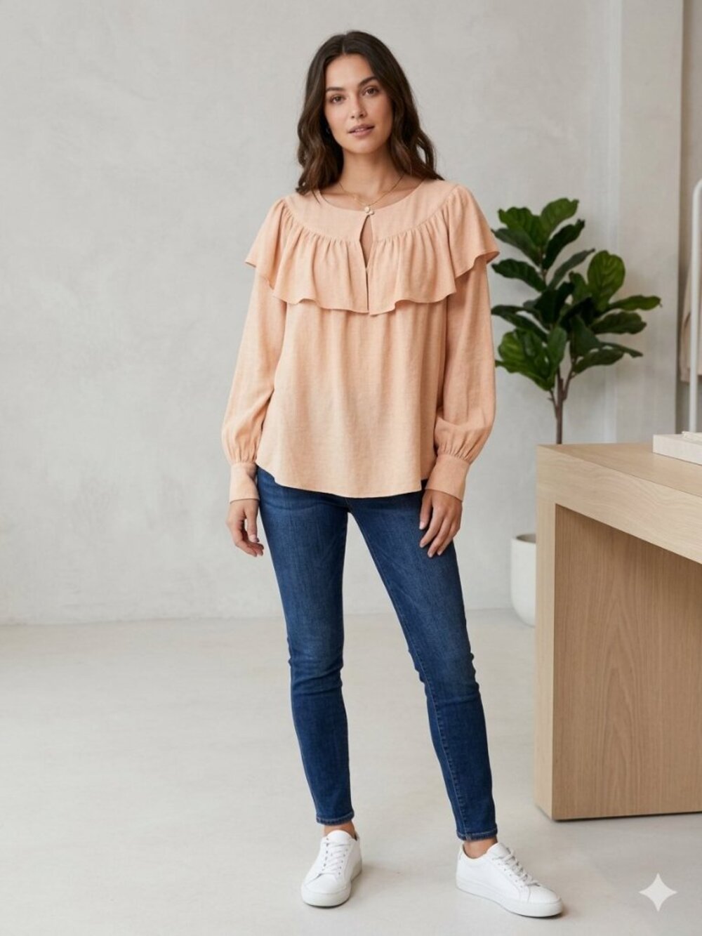 See By Chloé Peasant Blouse Cold Shoulder Viscose Wool Blend Size 40 US Large